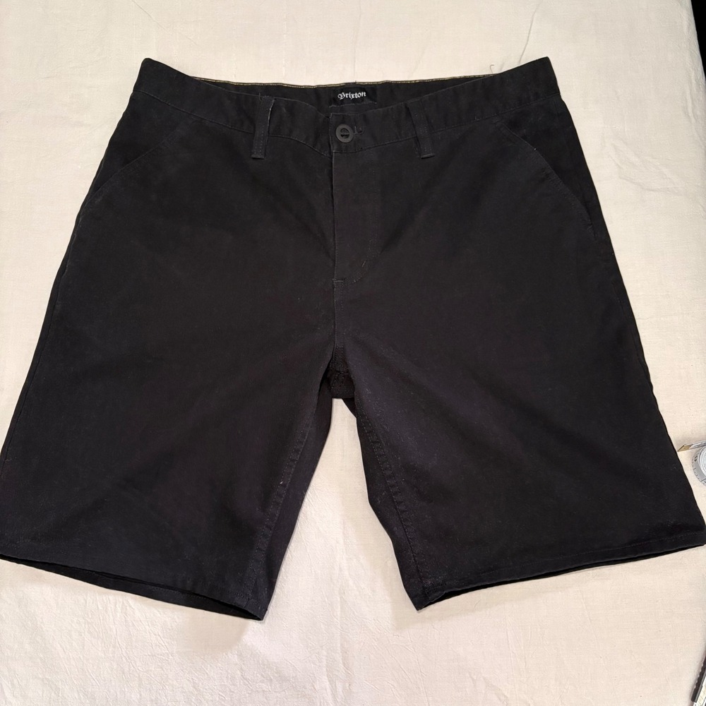 Brixton Toil II Mens Chino‎ Shorts Black Size 38 Standard Fit Twill Walk Shorts